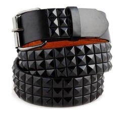 Unisex Men Women Silver Metal Pyramid Studded Leather Belt Punk Rock Goth Emo