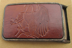 Vintage Leather insert belt buckle Eagle on a branch design