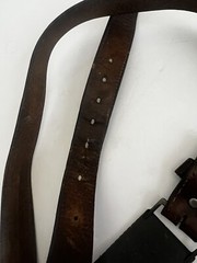 Vintage Flying Eagle Buckle and Leather Belt Solid Brass Brown length 43&Prime; Mens