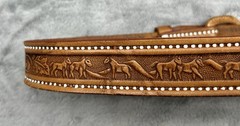 Vintage Brown Tooled Leather Belt Western Cowgirl Size 28