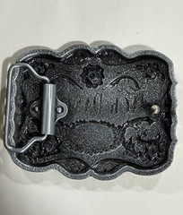 Jack Daniels Old No. 7 Whiskey Black Enamel & Silver Paisley Belt Buckle