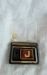 BUXTON BUCKLE X CHANGE INSERT MONOGRAM LETTER J VINTAGE ORIGINAL PACKAGE MENS