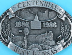 VTG 80s Hope Kansas Centennial Western Commemorative Belt Buckle