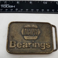 Vintage NAPA Bearings Belt Buckle RJ Roberts USA Brass Tone Automotive Promo