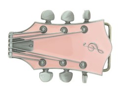 Guitar Head Music Pink Enamel Metal Belt Buckle