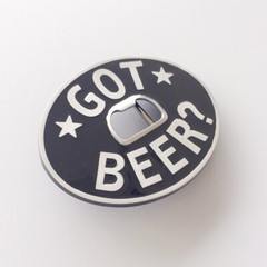 Vintage Style Oval Black Enamel Got Beer Bottle Opener Belt Buckle
