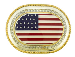American Flag Belt Buckle United States America Gold Metal New Men Women Western