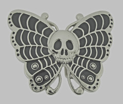 Skull Belt Buckle Silver Metal Emblem Vintage Pirate Men Women Butterfly Cowgirl