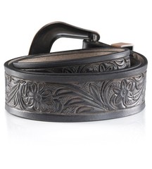 Angus Stoke western belt – Genuine buffalo 34&Prime;-36&Prime;, Black/Buckle Rose-gold