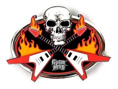 Guitar Hero Belt Buckle With Skull & Flames Video Game Plastic Functional Access