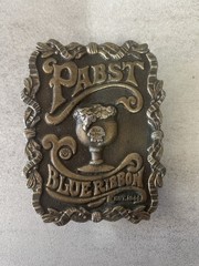 Vintage 1974 Pabst Blue Ribbon Brass Belt Buckle Bergamot USA Beer