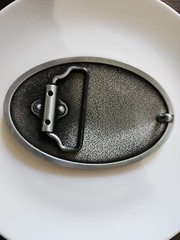 1pce Car Brand Belt Buckle Silver & Blue 10×6.9cm Suits Belt Width 4cm