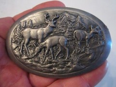 DEER SCENE THEME BELT BUCKLE – 3 1/2&Prime; X 2 1/4&Prime; – HEAVY – GW8