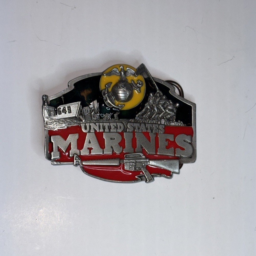 Vintage Siskiyou United States Marine Corps (cc 1987) 3&Prime; in Enameled Belt Buckle