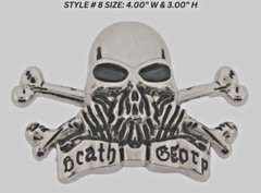 Skull Belt Buckle Silver Metal Skeleton Crossbones Pirate Sign Halloween Party