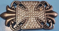 4.25&Prime; Dark Silver Metal Belt Buckle Fleur De Lis Cross Weekend Accessory Chopper
