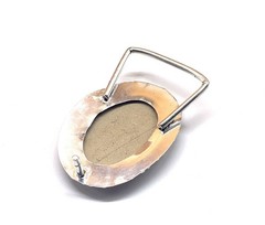 Handcrafted 925 Sterling Silver Fossil Coral Dendrite Stone Oval Belt Buckle.