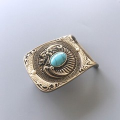 Western Dragon Solid Brass Rectangle Belt Buckle