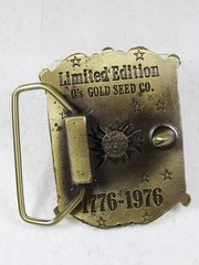 O&rsquo;s Gold Seed Company Brass Belt Buckle by LEWIS BUCKLES Chicago 121615