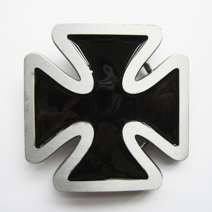 Black Iron Cross Western Enamel Belt Buckle