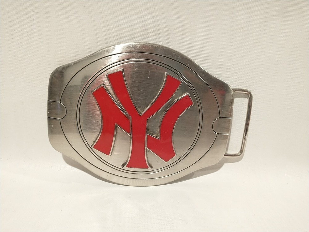 New York Yankees Baseball Belt Buckle Silver Red 5&Prime;x3.75&Prime;