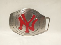 New York Yankees Baseball Belt Buckle Silver Red 5&Prime;x3.75&Prime;