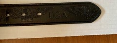 USA Eagle Black Leather Belt Mens XL 42-44 Stamped U.S.A. w Eagles Matte Buckle