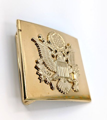 VTG Vanguard V-21 US Military Eagle Great Seal Belt Buckle Gold Tone Made in USA