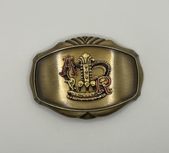 Belt Buckle 1978 Raintree Brass Vintage Crown “A R” Symbol Western Cowboy