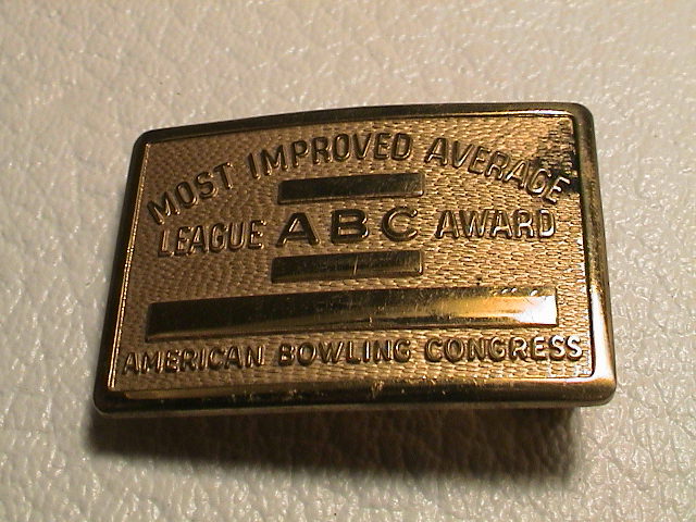 AMERICAN BOWLING CONGRESS MOST IMPROVED AVERAGE AWARD PREOWNED BELT BUCKLE