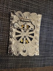 Unbranded Belt Buckle, Silver And Gold Tone Cowboy Kneeling Horse Cross