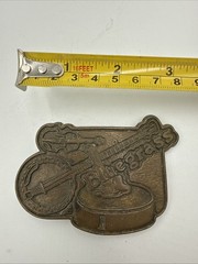 Vintage Bluegrass Music Fiddle Banjo Guitar Brass Western Belt Buckle