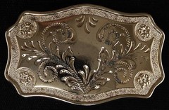 Belt Buckle Small Gold Color Floral Design Western