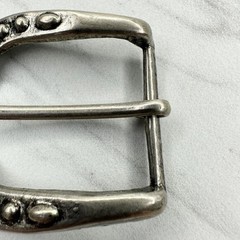 Studded Silver Tone Simple Basic Belt Buckle