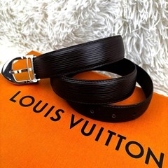 Louis Vuitton Epi Saint-Cloud Classic Belt Brown Men&rsquo;s Silver Buckle