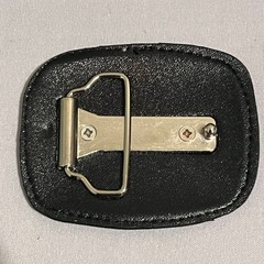 Pirate Skull Belt Buckle Leather Front Metal Back Novelty Blue Collector Cool