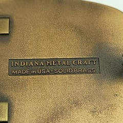 Solid Brass Belt Buckle Western Mining Electrical 1983 Indiana Metal Craft USA
