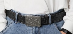 SILKSEA Men&rsquo;s Leather Belt Western Cowboy Large(40&Prime;-44&Prime;), Black