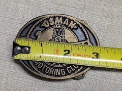 vintage MOTORING CLUB belt buckle ZAGALAS osman shriners BRASS western CAR