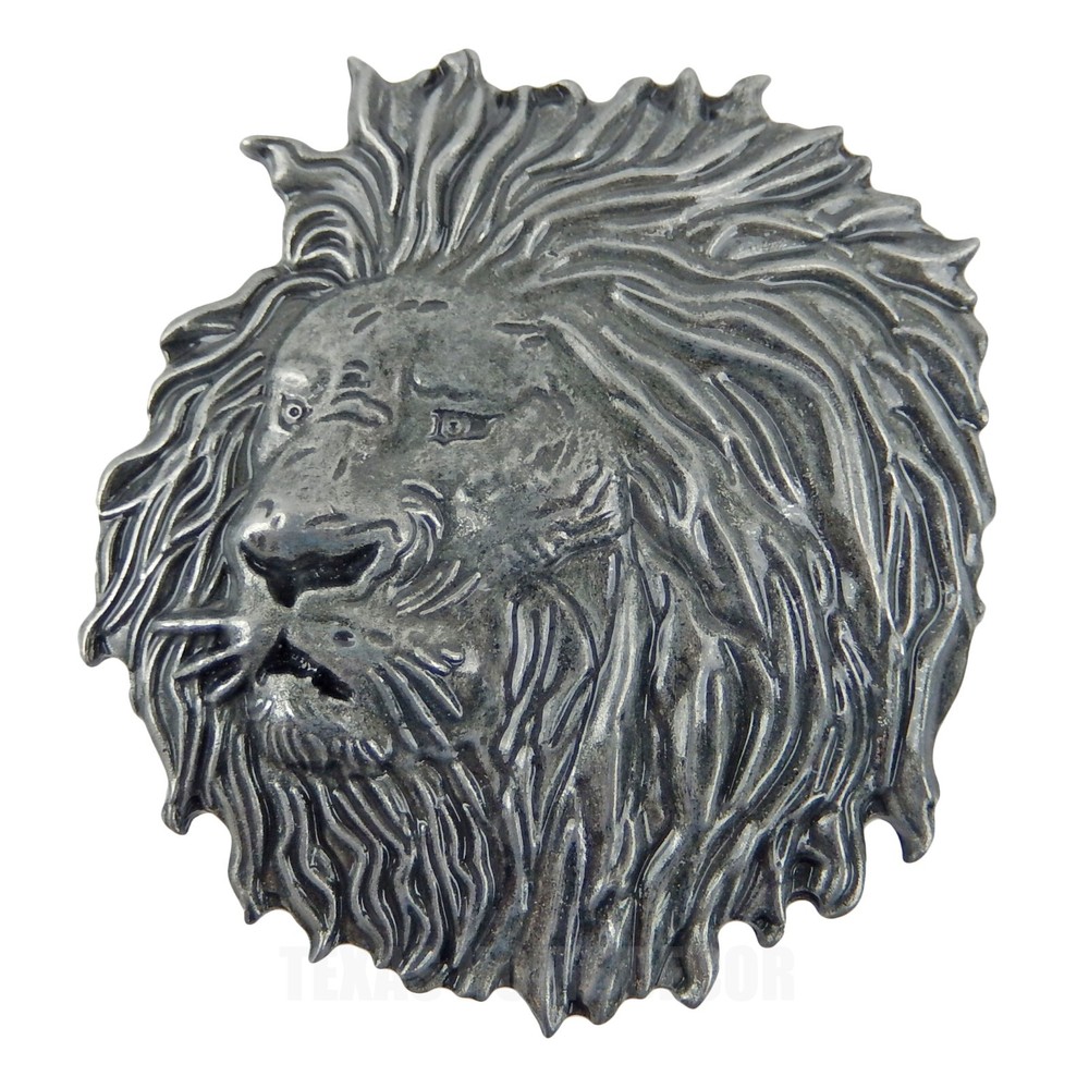 Lion Head Belt Buckle Antique Silver Finish Wild Life Safari Fits 1.5&Prime; Belts