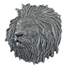 Lion Head Belt Buckle Antique Silver Finish Wild Life Safari Fits 1.5&Prime; Belts