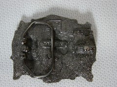 Vtg 90s 3D Engraved Wolf Wolves Pewter Metal Belt Buckle Made In USA by Gap