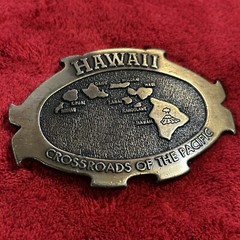 Hawaii Crossroads Pacific Metal Brass Belt Buckle The Aloha State VTG