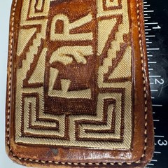 Vintage Leather Belt Buckle Western Style Geometric Embroidered F R