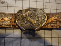 Vintage 1977 Bergamot Belt and Buckle Brass Deer Buck Doe Antlers Western