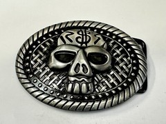 Skull With $ Dollar Sign Halloween Black & Silver Color Gothic Vibe Belt Buckle
