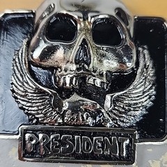 President Silver/Black Skull And Eagle Belt Buckle Motorcycle Goth Punk NOS