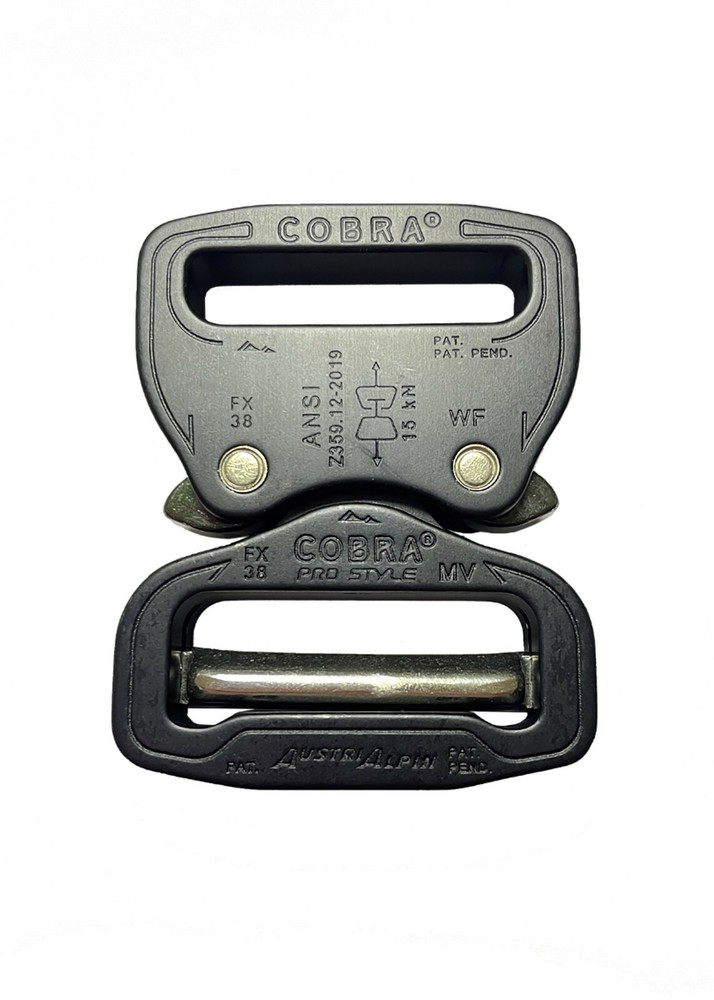 AustriAlpin ANSI Cobra 38mm Matt Black Buckle- Male Adj Female Fixed -FX38MVF-B