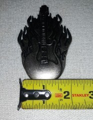 Vintage Pewter Flaming Electric Guitar Rock & Roll Belt Buckle Excellent