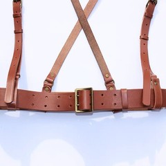 CHINESE ARMY PLA ARMED MILITARY TACTICAL OFFICER LEATHER BELT AND SUSPENDERS SET